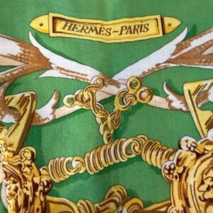 Hermès Green and Gold Scarf